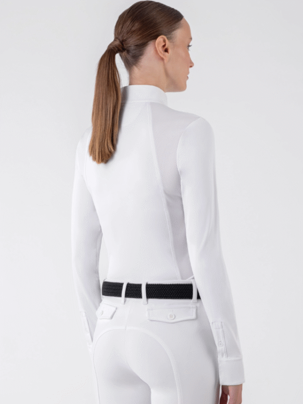 Equiline GHITAK - White women’s competition polo with long sleeves and strass - Afbeelding 3