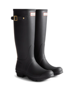 Hunter Women's Original Tall Leopard Backstrap Black